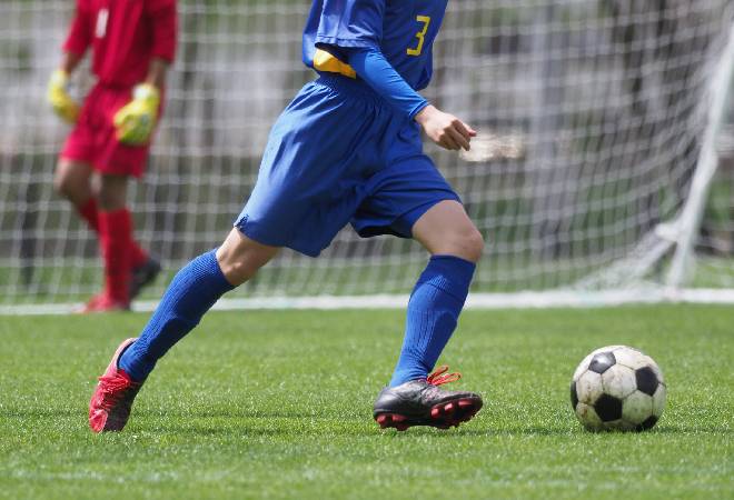 サッカー部の練習風景。